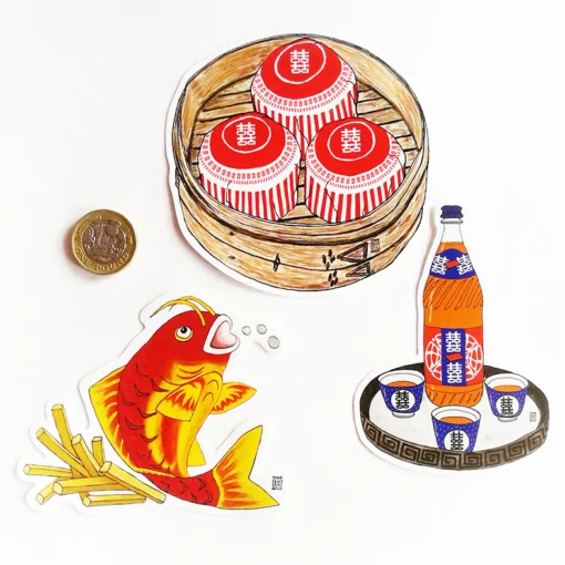 Sticker Pack - Aye & Brew, Fish n Chips and Teacake Dim Sum - Image 4