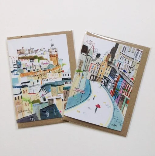 Edinburgh Castle and Victoria St Card Set