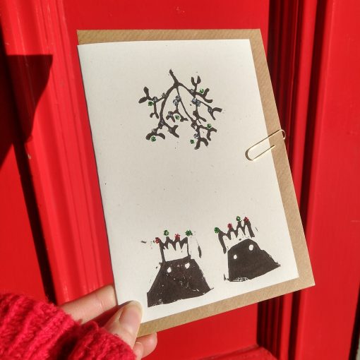 Mistle Toads Glittery Card