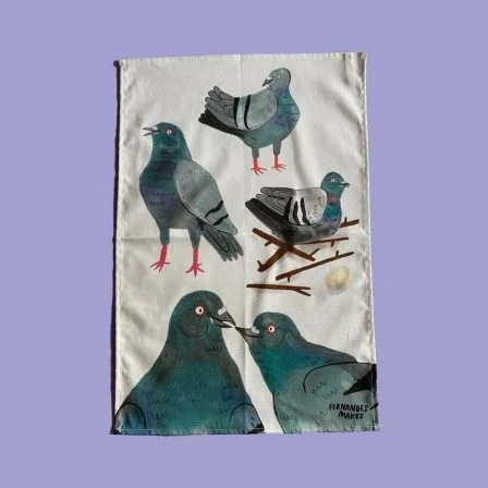 Pigeon Pals Tea Towel