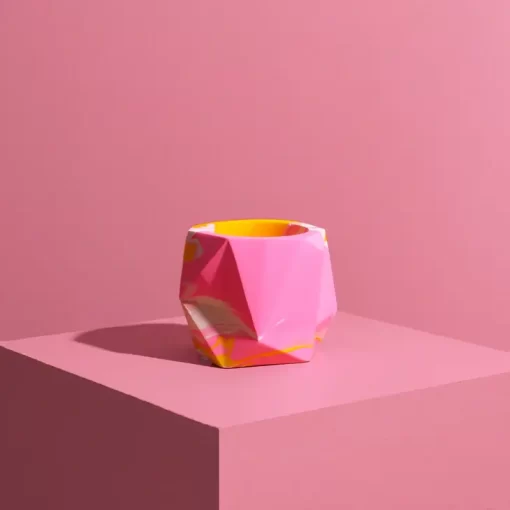 Mustard & Pink Small Geo Pot