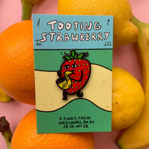 Tooting Strawberry Enamel Pin