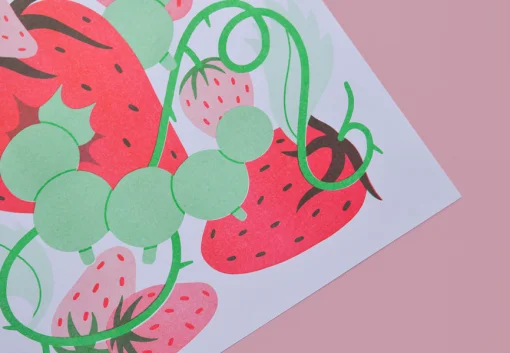 Eat Yer Strawbs A3 Risograph - Image 2