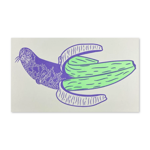 Banana Seal Risograph A4 Print