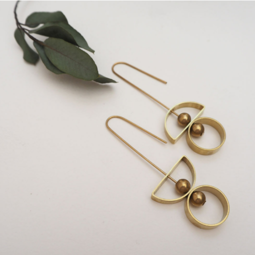 Consta Balancing Rings - Brass Drop Earrings