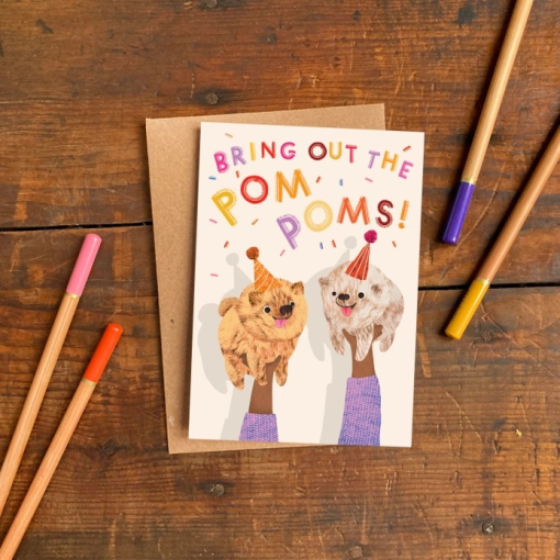 Bring Out the Pom Poms Greetings Card