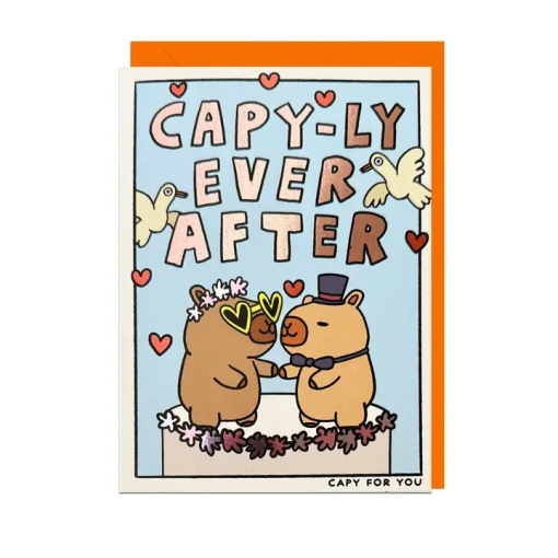 Capy-Ly Ever After Wedding Foil Capybara Wedding Card