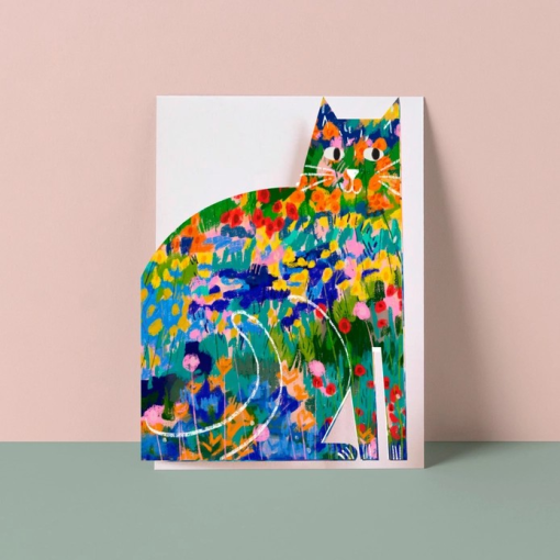 Arles Garden Cat Cut-Out Card