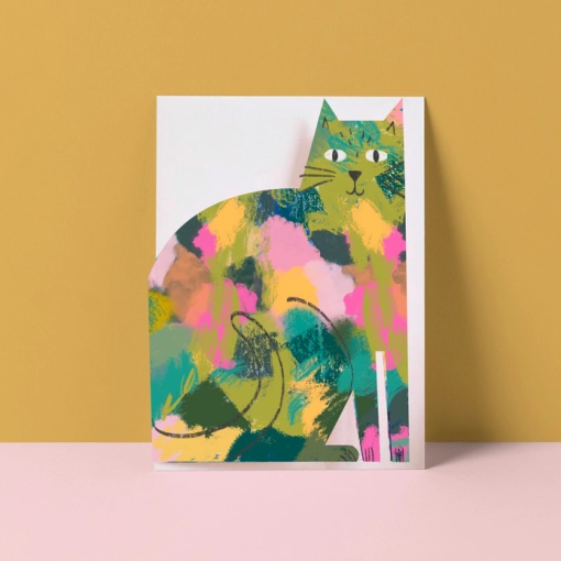 Splodge Cat Cut-Out Card