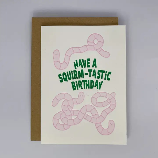 Squirm-tastic Birthday Letterpress Card