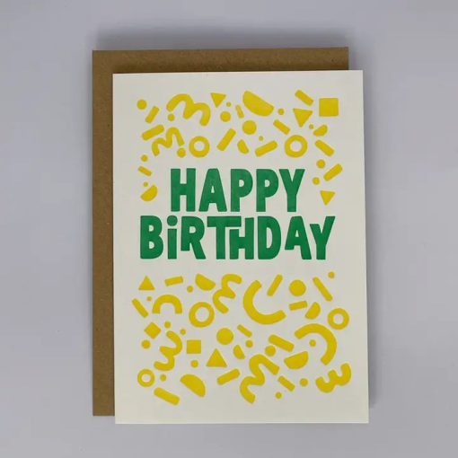 Yellow Birthday Shapes Letterpress Card