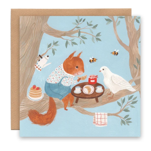 Breakfast Squirrel Greetings Card