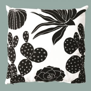 Hand Printed Black Cactus Cushion