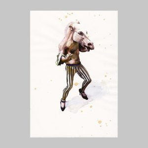 horse head man, kirsty whiten, wronger rites, digital, water colour