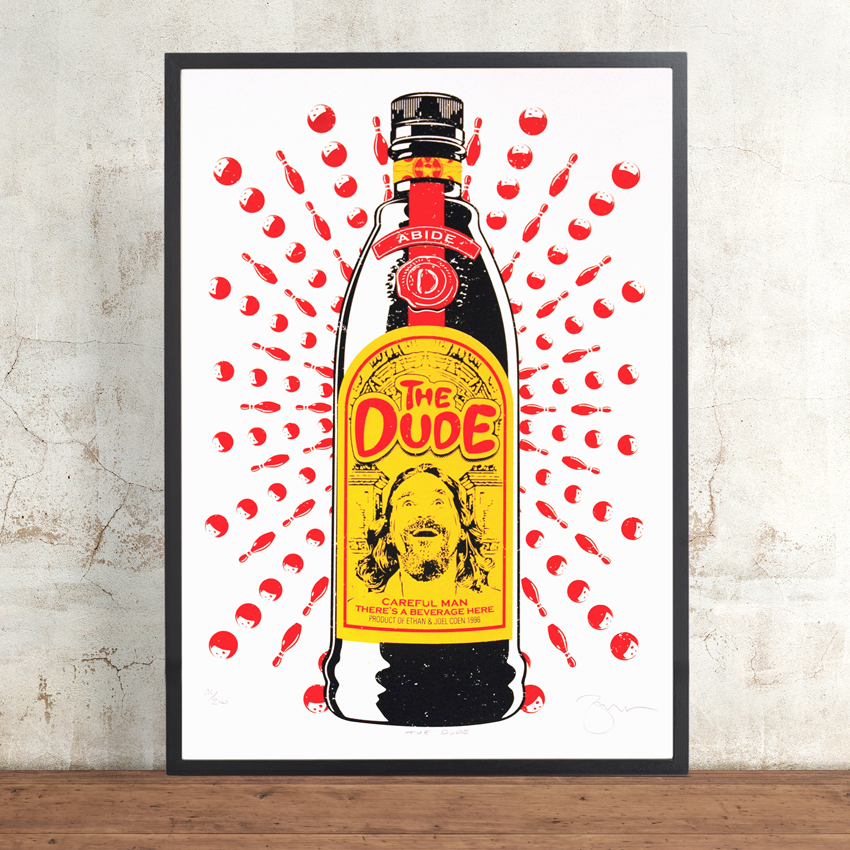 The Dude by Barry Bulsara. Limited Edition Screen Print. The Big Lebowski, Ethan and Joel Coen, Kahlua