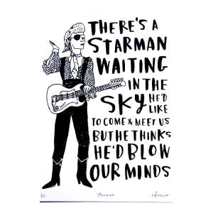 star man, david bowie, music, ziggy stardust, screen print, charlotte farmer