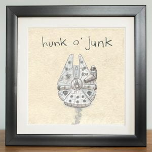 hunk o junk millenium falcon digital print by The Grey Earl, Stars are Braw, Star Wars