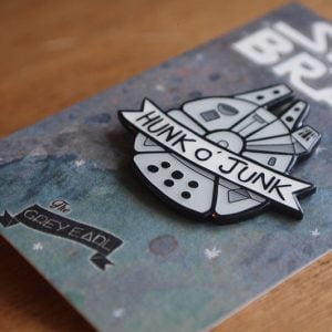 hunk of junk enamel pin badge millenium falcon stars are braw star wars the grey earl 4